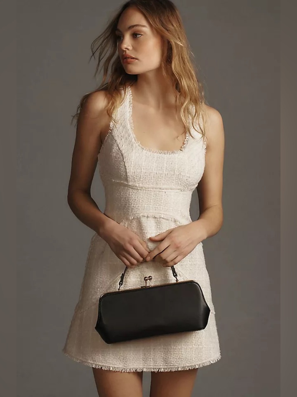 Anthropologie Scoop-Neck Tweed Mini Dress